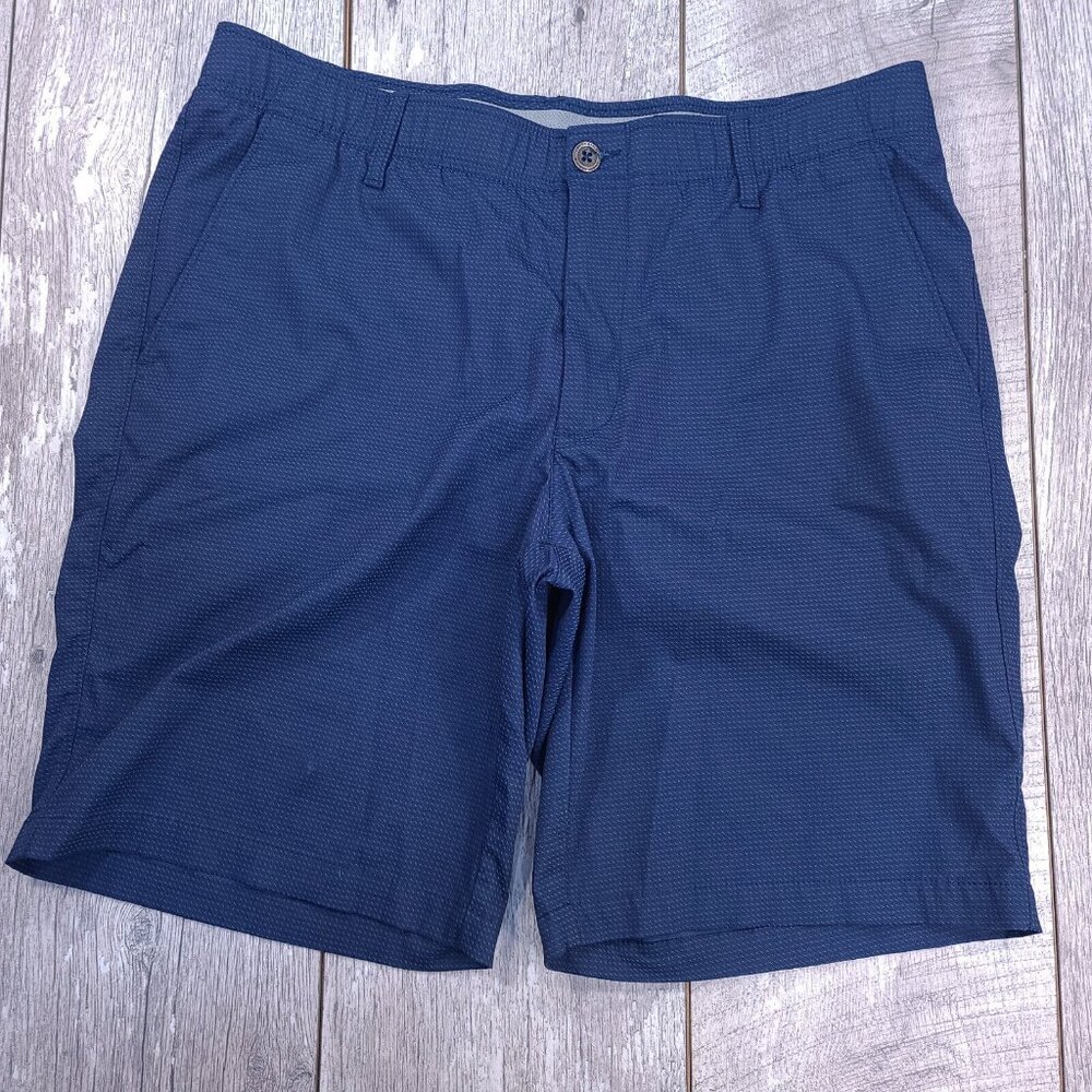 Under Armour Shorts Mens 36 UA Match Play Blue Novelty Flat Bermuda Stretch